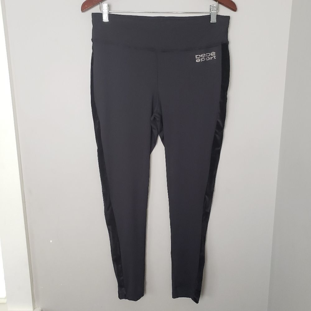 Bebe Sport Rhinestone Bedazzled Black Leggings L